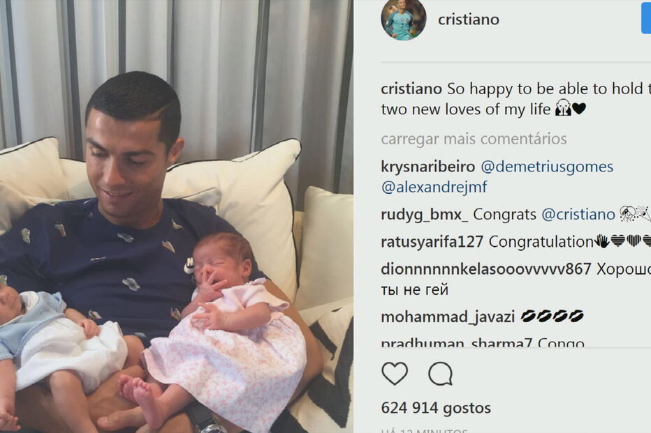 Cristiano mostra os gémeos nas redes sociais