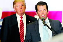Donald Trump com o filho mais velho, referido habitualmente como Trump Jr. 