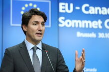 O primeiro-ministro canadiano, Justin Trudeau, na Comissão Europeia
