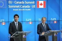 O primeiro-ministro canadiano, Justin Trudeau, na Comissão Europeia