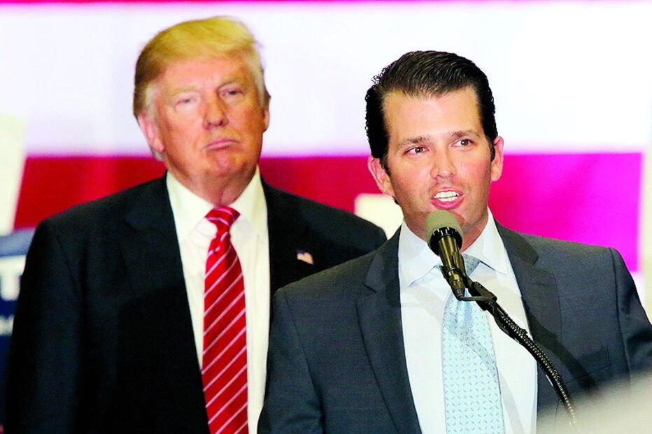 Donald Trump com o filho mais velho, referido habitualmente como Trump Jr. 