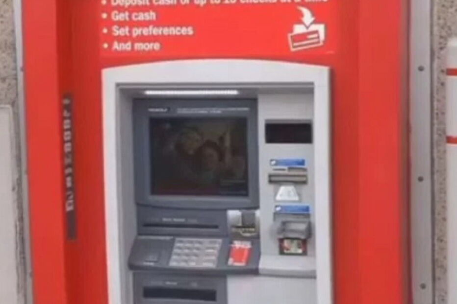 Preso atrás de caixa de ATM pede socorro através da saída das notas