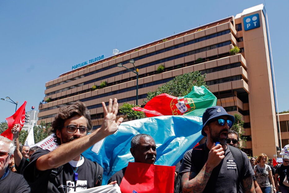 Trabalhadores da PT/MEO em protesto