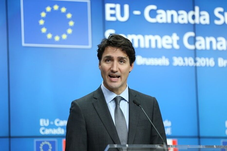 O primeiro-ministro canadiano, Justin Trudeau, na Comissão Europeia