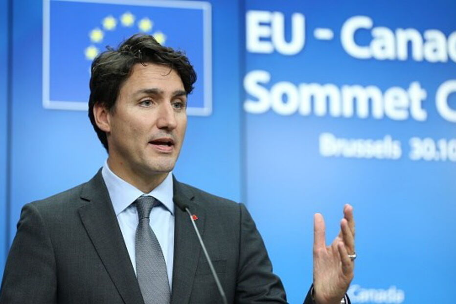 O primeiro-ministro canadiano, Justin Trudeau, na Comissão Europeia