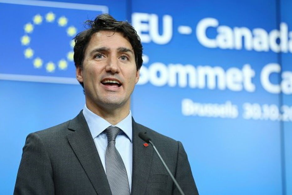 O primeiro-ministro canadiano, Justin Trudeau, na Comissão Europeia
