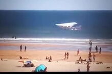 video, câmara, praia, caparica, avionete, acidente