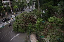 Os estragos causados pelo tufão que passou por Macau