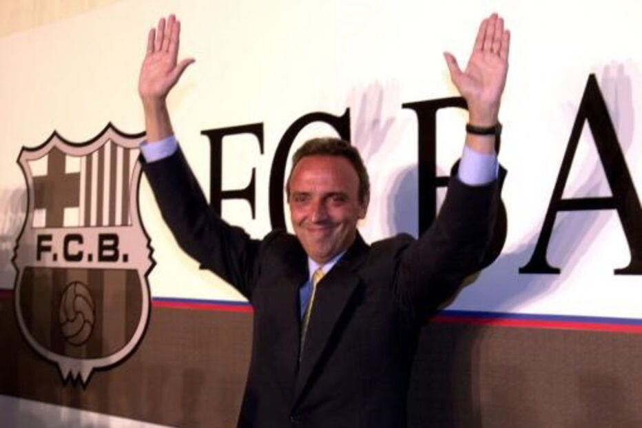 Joan Gaspart quando era presidente do Barcelona, em 2000