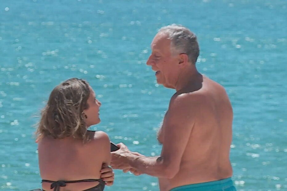 Marcelo Rebelo de Sousa na praia da Quinta do Lago