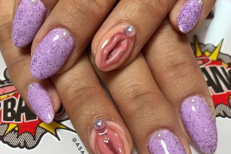 'Nail Art' com vagina em relevo