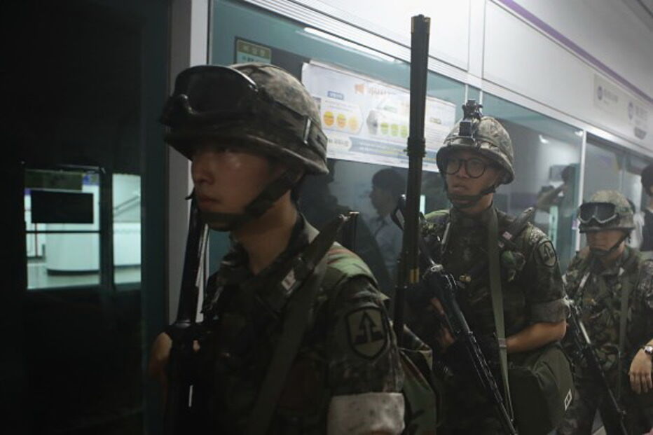 Imagens de arquivo dos exercícios Ulchi Freedom Guardian do ano passado