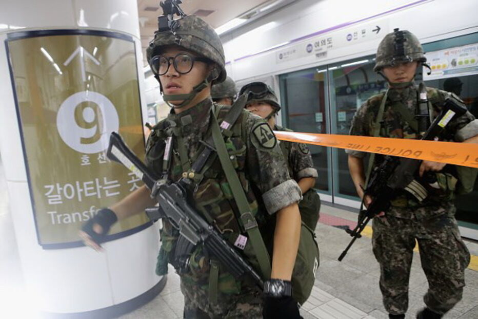 Imagens de arquivo dos exercícios Ulchi Freedom Guardian do ano passado