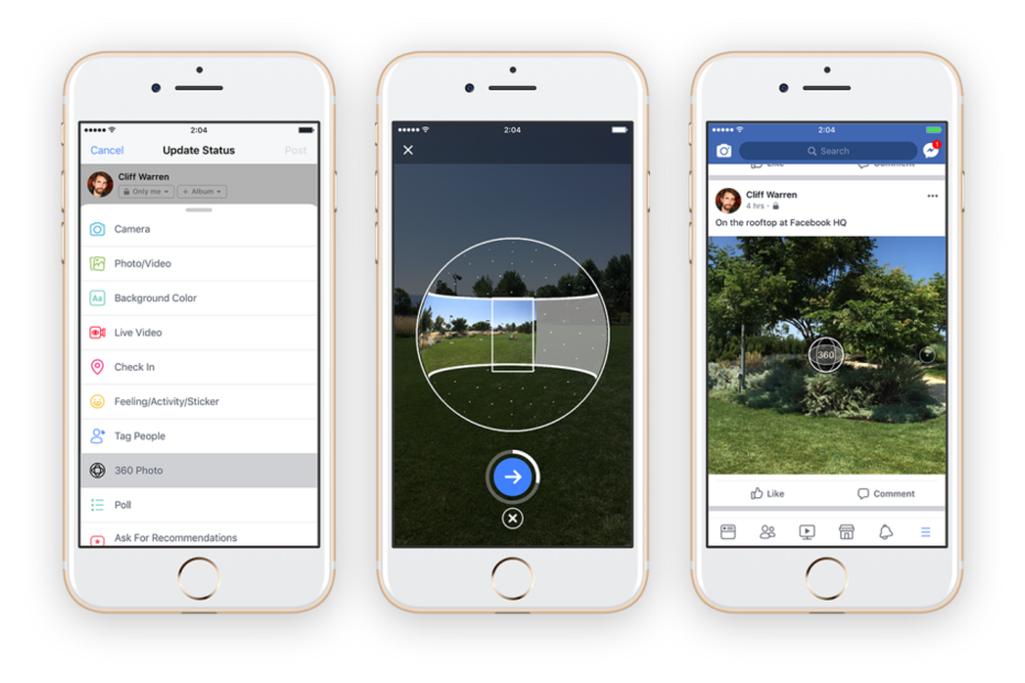 Vai poder tirar fotos 360 graus na “app” do Facebook