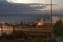 Imagens do veículo que se incendiou na Madeira