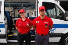 Bombeiros Verónica Calaboiça e Bruno Teixeira, dos Voluntários da Figueira da Foz, ajudaram no parto