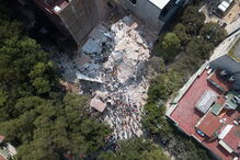 A destruição no México vista do céu