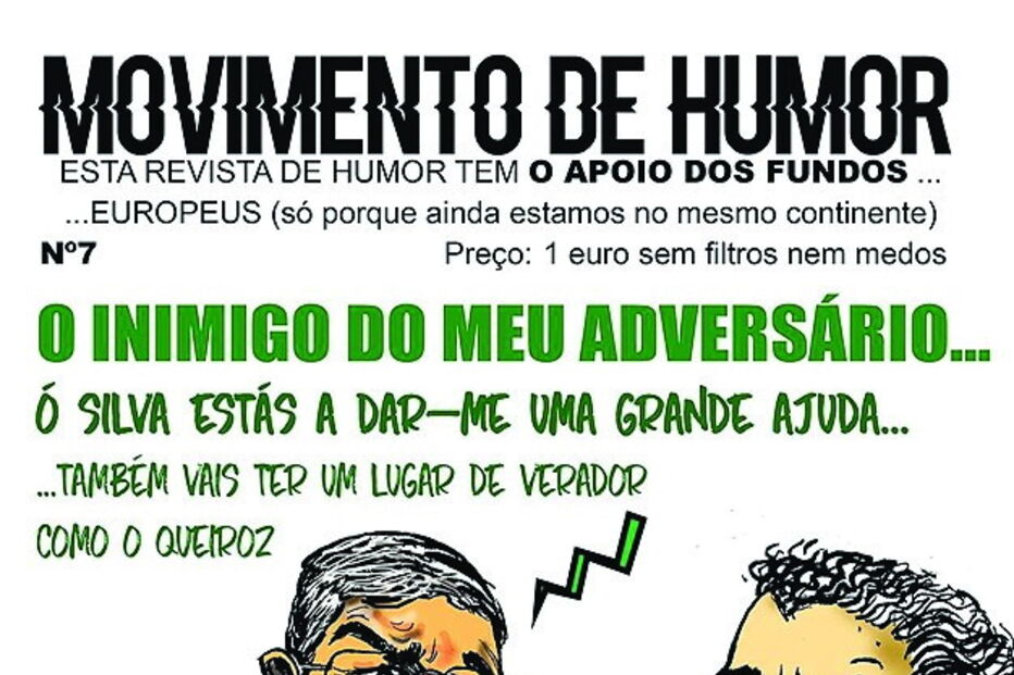 Três dos candidatos ao município representados em caricatura     
