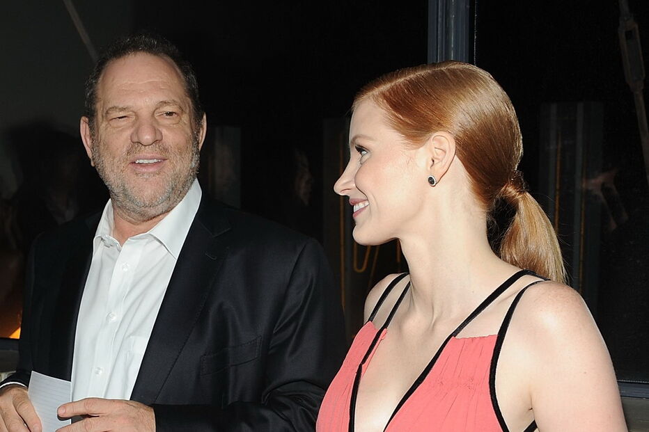 O produtor Harvey Weinstein e a atriz Jessica Chastain trabalharam juntos em ‘O Desaparecimento de Eleanor Rigby’ (2013)