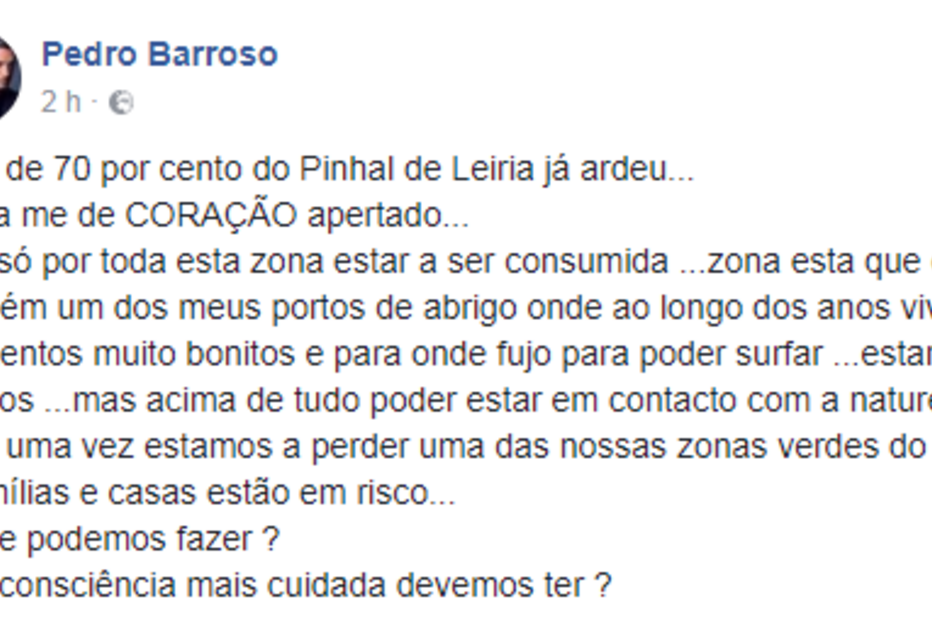 Pedro Barroso, incêndios, Portugal