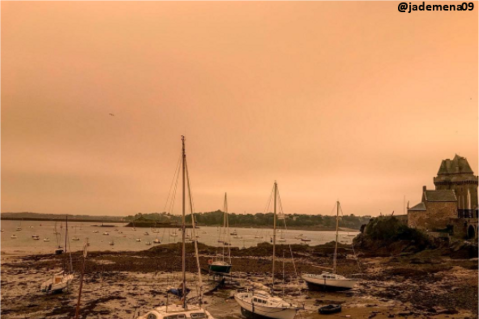 Fumo dos incêndios de Portugal e Espanha pintou de laranja o céu de Britany, em França
