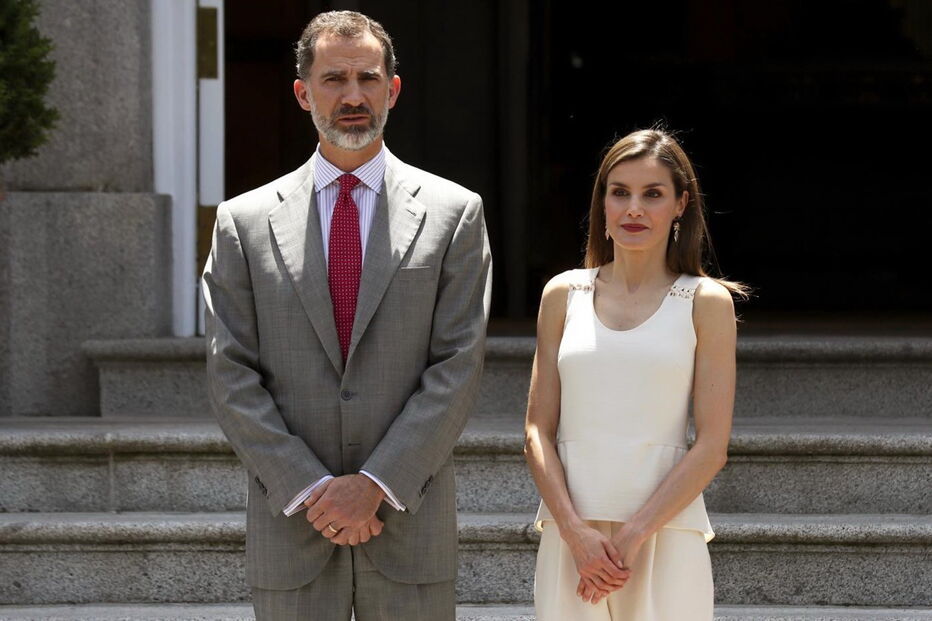 O rei Filipe VI e a rainha Letizia no Palácio de Zarzuela