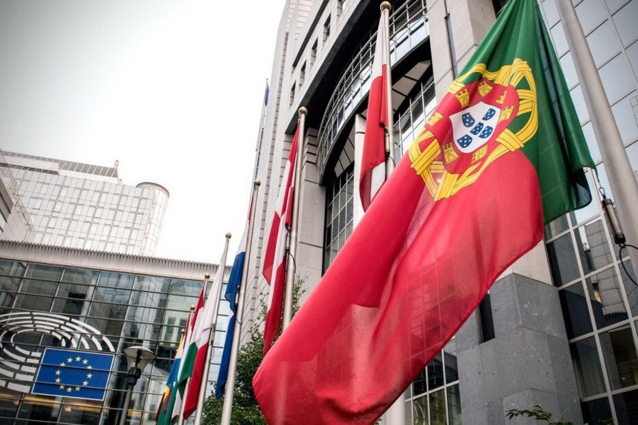 Bandeiras, Parlamento, Europa, Portugal, UE