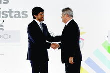 Miguel Almeida, presidente executivo da NOS, e Luís Filipe Vieira