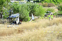 Aeronave caiu a 5 de outubro, num quintal de uma casa próximo da pista, em Quelfes, no concelho de Olhão 