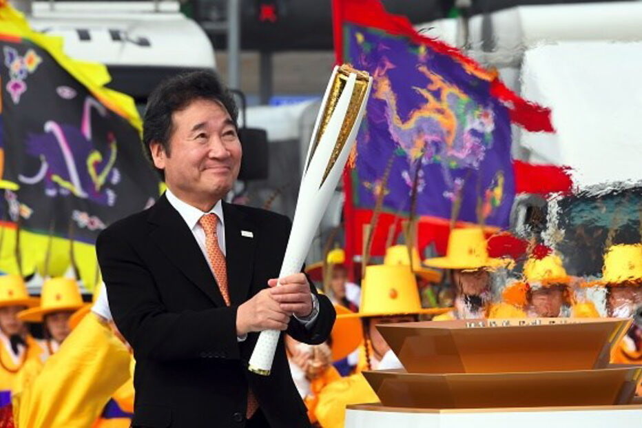 A chega da tocha olímpica à Coreia do Sul