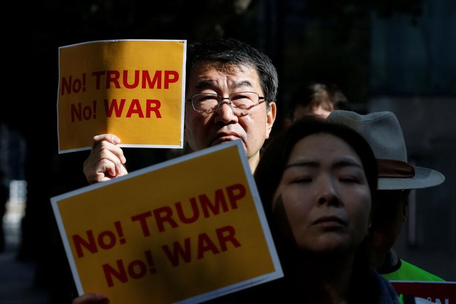 Manifestações contra visita de Trump à Coreia do Sul