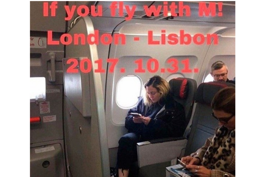 Imagem revela que Madonna voou no lugar 1F da 'business' da TAP