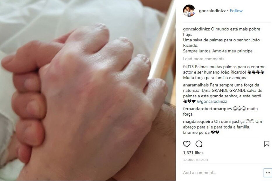 Imagem partilhada por Gonçalo Diniz como homenagem a João Ricardo	