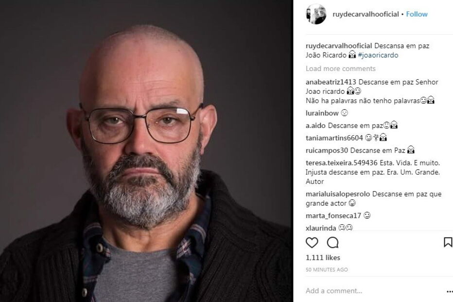 Mensagem de condolências de Ruy de Carvalho