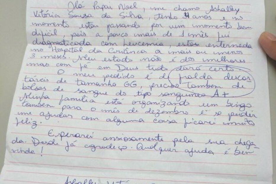 Carta da menina ao Pai Natal
