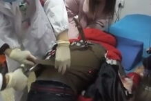 lança, homem, perfurado, China