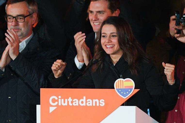 Ines Arrimadas, dos Ciudadanos, reage a resultados das eleições na Catalunha
