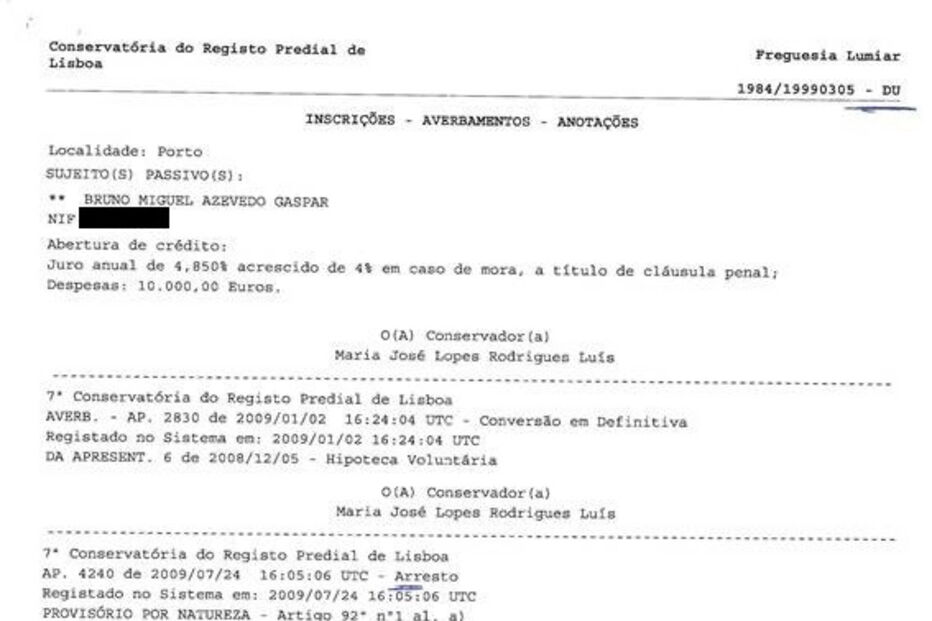 Certidões prediais de Bruno de Carvalho