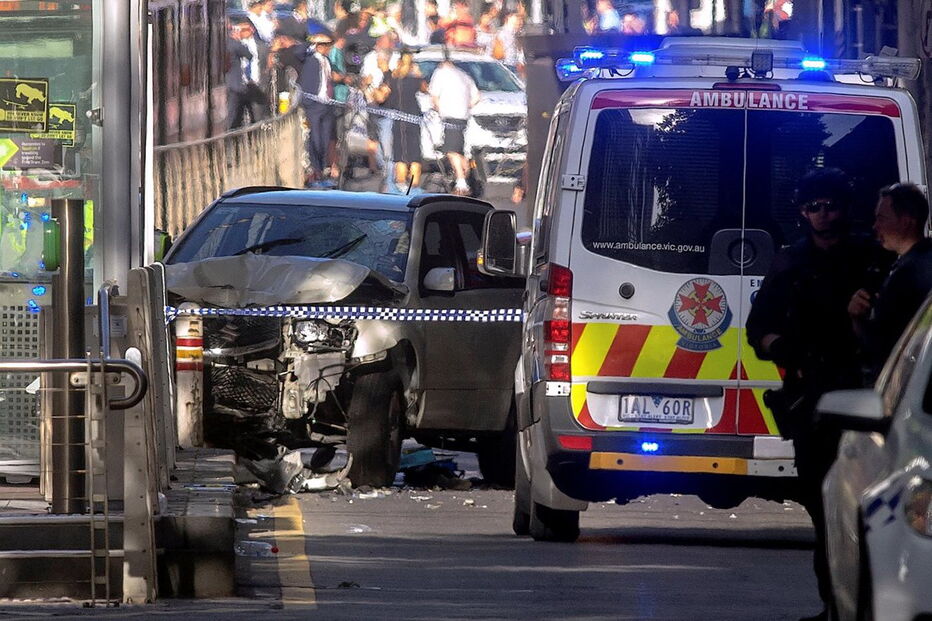 Carro, melbourne, multidão, feridos