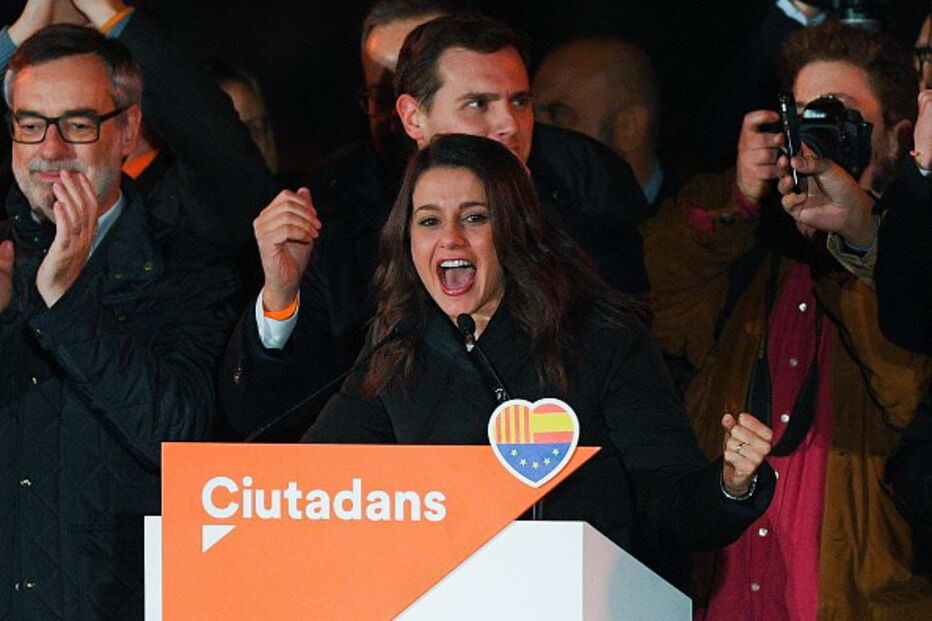 Ines Arrimadas, dos Ciudadanos, reage a resultados das eleições na Catalunha