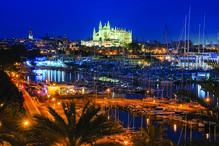 Maiorca, Espanha, ilha, inverno, Palma, praia paradisíaca, noite turística