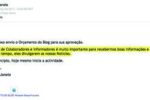 Mail enviado a 21 de março, no qual alegadamente Carlos Janela manda o orçamento a Luís Filipe Vieira