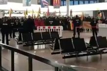 Protestos e luta no aeroporto de Hannover