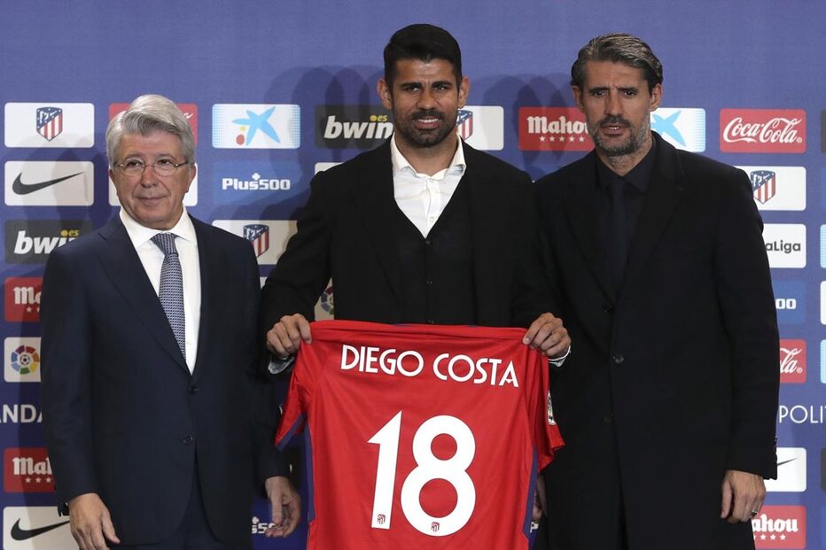 Diego Costa apresentado no Atlético de Madrid