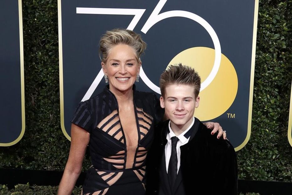 Sharon Stone com o filho