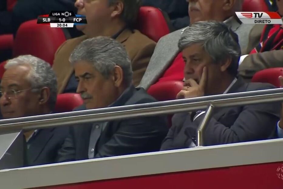 Luís Filipe Vieira com António Costa, primeiro-ministro, e Mário Centeno, ministro das Finanças   