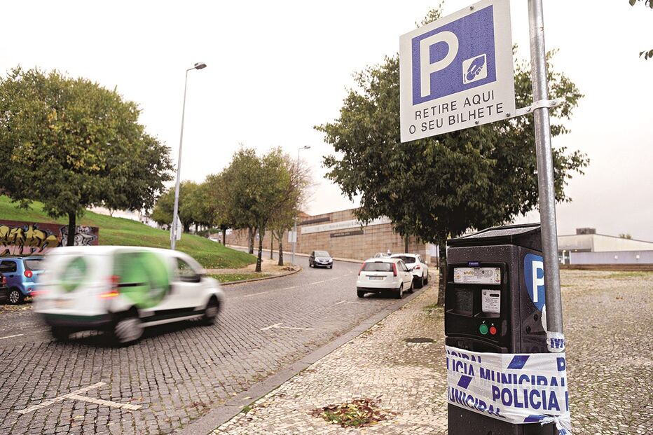 Parquímetro nas ruas da cidade de Braga