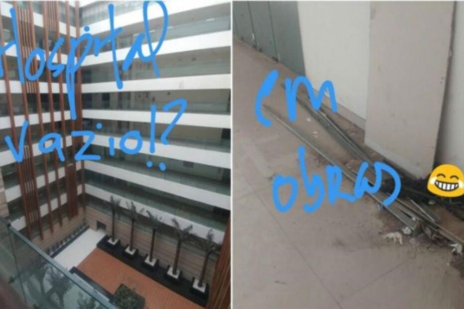 Hospital vazio e com lixo no chão
