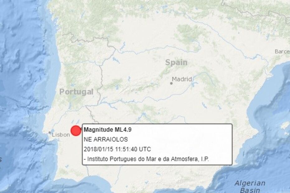 Sismo sentido esta segunda-feira em Lisboa e zona Centro	