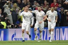 Ronaldo, Pepe e Benzema, num jogo do Real Madrid em 2016